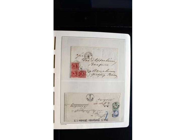 MÜNCHEN: Ortsstempel-Sammlungsbestand mit rund 50 Marken und Briefstücken sowie 32 frankierten Briefen und einer Korresponden