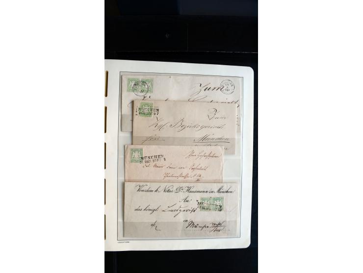 MÜNCHEN: Ortsstempel-Sammlungsbestand mit rund 50 Marken und Briefstücken sowie 32 frankierten Briefen und einer Korresponden