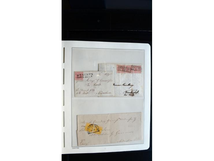 MÜNCHEN: Ortsstempel-Sammlungsbestand mit rund 50 Marken und Briefstücken sowie 32 frankierten Briefen und einer Korresponden