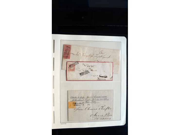 MÜNCHEN: Ortsstempel-Sammlungsbestand mit rund 50 Marken und Briefstücken sowie 32 frankierten Briefen und einer Korresponden