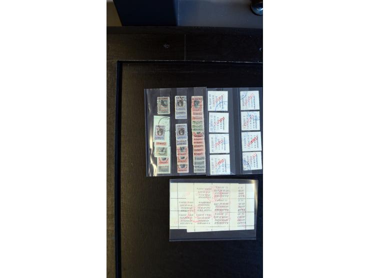 1913, Group of stamps as per the following: First Labels Issue with two unused perforated and an imperf sheet all with part w