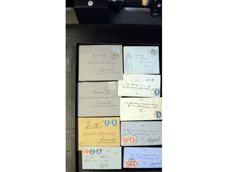 Canea 1848/87: Very interesting group of 19 entire letters, covers of letters, envelopes and postal card, some of the pre-sta
