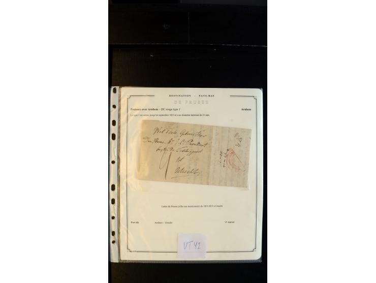 "Pruissen over Arnhem", roter Halbkreisstempel rückseitig auf zwei kpl. Faltbriefen von Libau 1817 via "KÖNIGSBERG PR: 18.FEB