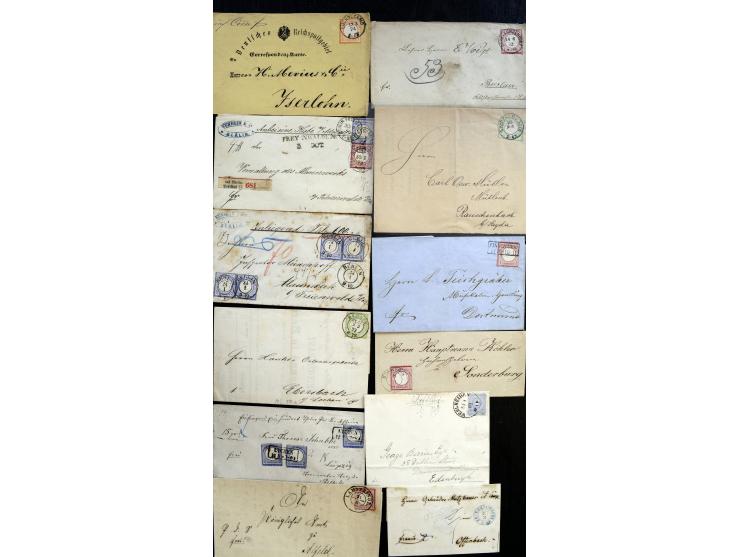 1850/1874, interessante Partie von über 60 Briefen und Karten ab Altdeutschland, dann Deutsches Reich mit gutem Brustschildte