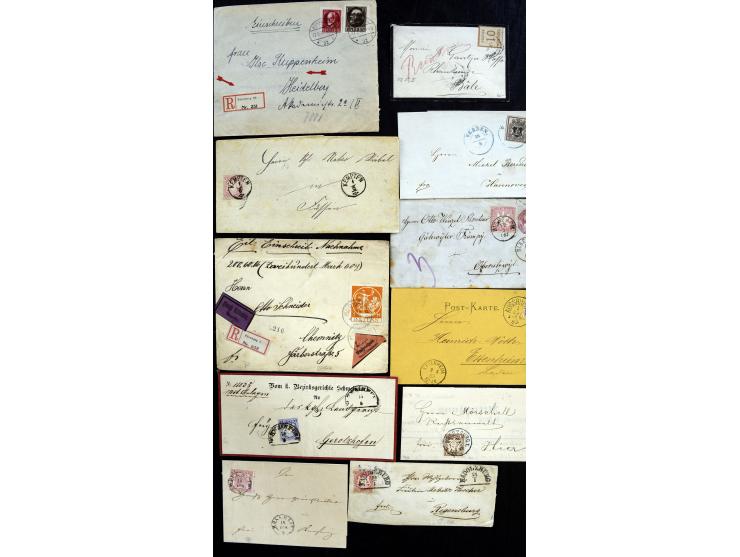 1850/1874, interessante Partie von über 60 Briefen und Karten ab Altdeutschland, dann Deutsches Reich mit gutem Brustschildte
