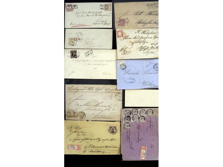 1850/1874, interessante Partie von über 60 Briefen und Karten ab Altdeutschland, dann Deutsches Reich mit gutem Brustschildte