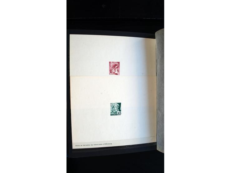 1947/49, hochinteressante Partie Ministerblocks, dabei Baden Mi.-Nr. 14-27, 28-37, 38-41, Bl. 1, 42-45, Bl.2, 46, 47-49, 50-5