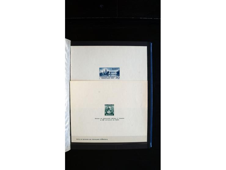 1947/49, hochinteressante Partie Ministerblocks, dabei Baden Mi.-Nr. 14-27, 28-37, 38-41, Bl. 1, 42-45, Bl.2, 46, 47-49, 50-5