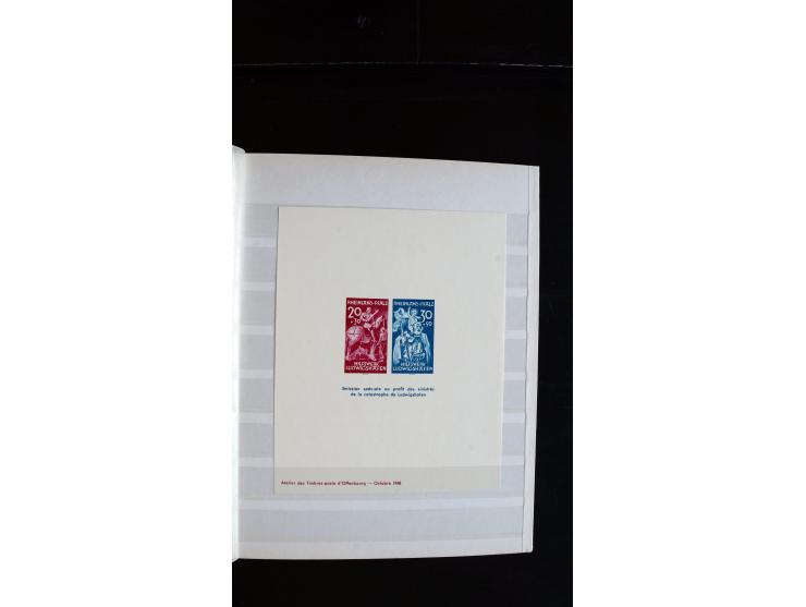 1947/49, hochinteressante Partie Ministerblocks, dabei Baden Mi.-Nr. 14-27, 28-37, 38-41, Bl. 1, 42-45, Bl.2, 46, 47-49, 50-5