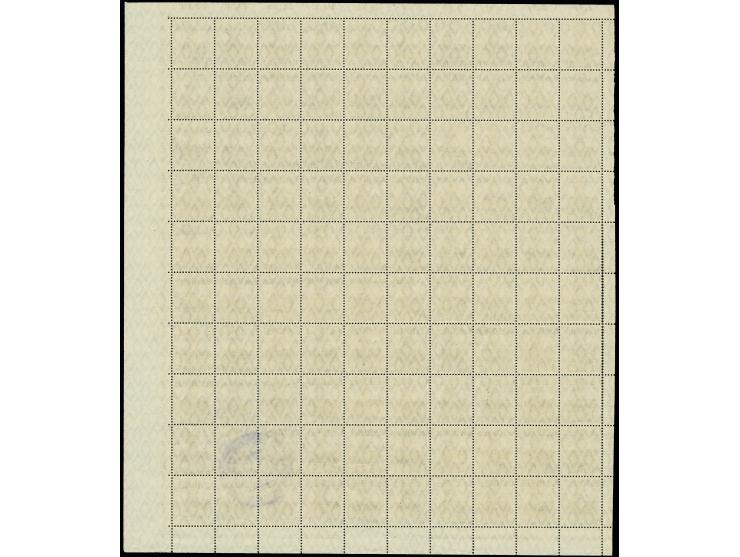 1921, Aufdruckprovisorien 10 Mark im kompletten Bogen mit Rändern, unten rechts mit Schutzstempel der Ober Postdirektion des 