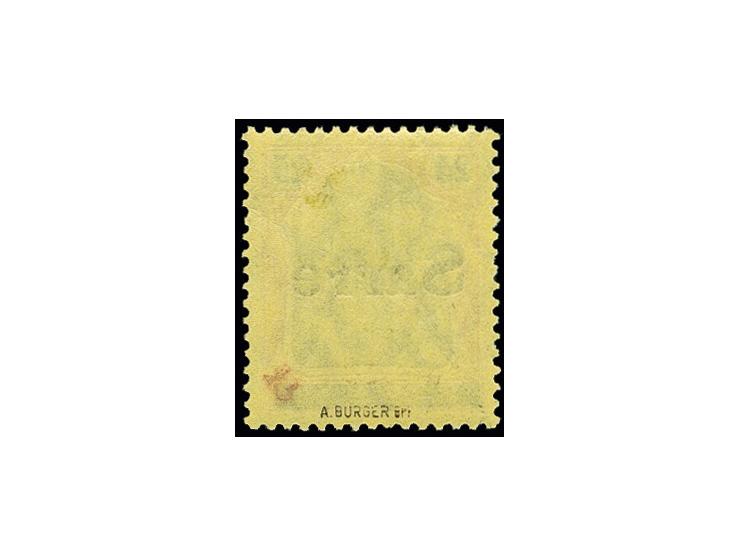 25 Pfennig Unterrandstück mit schwarzem Aufdruck "Sarre und Balken" in halbfetter Archiv-Antiqua Schrift der Fima Benjamin Kr