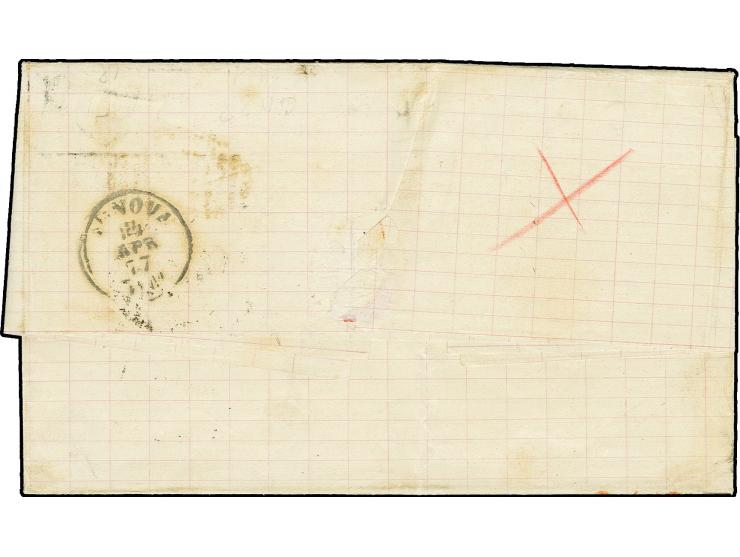 1867, Victoria 2sh. blue and 1873 3d. rose tied duplex "C61" "PORTO RICO MAR 24 77" to folded letter to Genoa, fine

Proven