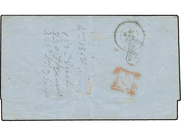 1866, Maximilian 13c. blue with close to good margins tied by cds. "VERACRUZ DEC 66" to folded lettersheet endorsed "via St. 