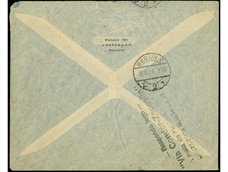 Niederlande: 1934, 10. Südamerikafahrt, Anschlußflug Berlin mit Stempel "a", Brief von "AMSTERDAM 12.10." mit 92 1/2 C. Absen