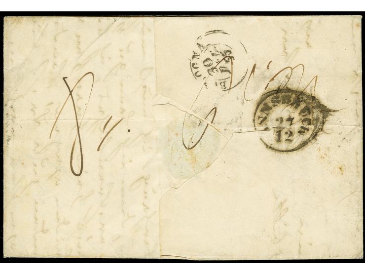 1 Kreuzer dunkelrosa, 2 Einzelwerte mit 6 Kreuzer braun und 9 Kreuzer gelbgrün, 2 Werte einseitig berührt, sonst alle voll- b