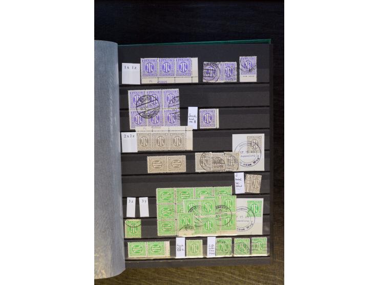 1945/46, kleine Spezial-Sammlung "AM-Post" mit Einheiten, Marken mit Bogenrändern inkl. Platten- und Bogenzählnummern und wei