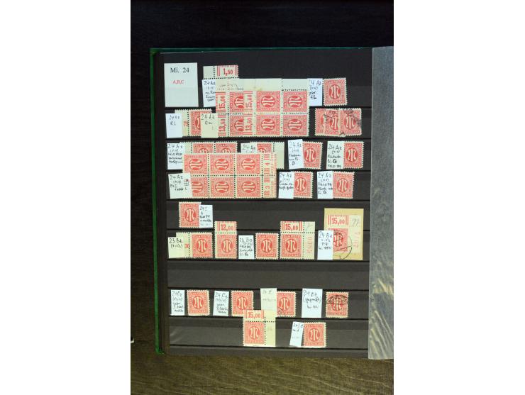 1945/46, kleine Spezial-Sammlung "AM-Post" mit Einheiten, Marken mit Bogenrändern inkl. Platten- und Bogenzählnummern und wei