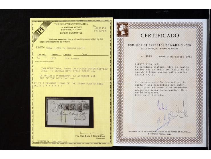 1873, Amadeus 50c. brown, two horizontal pairs tied by "Parilla" cancel to folded lettersheet endorsed "Via inglesa", conside