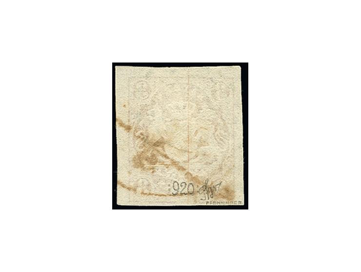 "920" DIRMSTEIN, sauber und sehr schön abgeschlagen auf Wappen 3 Kreuzer rosa, voll- bis sehr breitrandig und farbfrisch, Tin