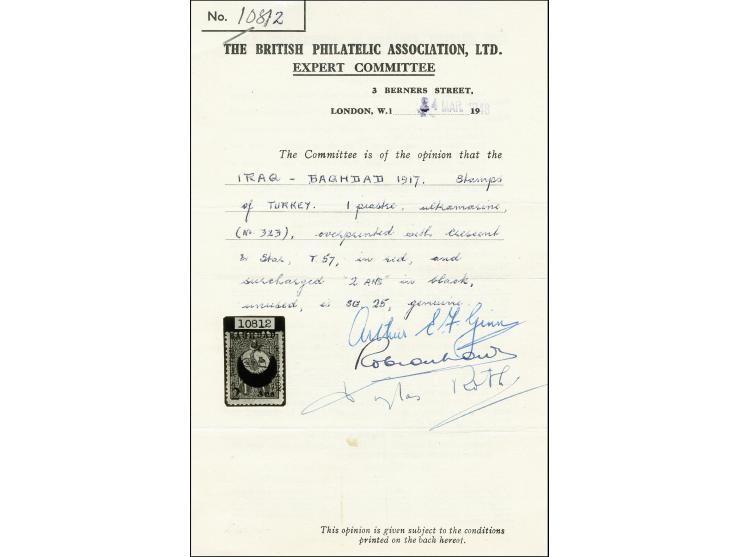 1917, Stamps Overprinted by Six-Pointed Star and Arabic Date "1331" between Star Crescent, 2a. on 1pia. ultramarin, unused, h