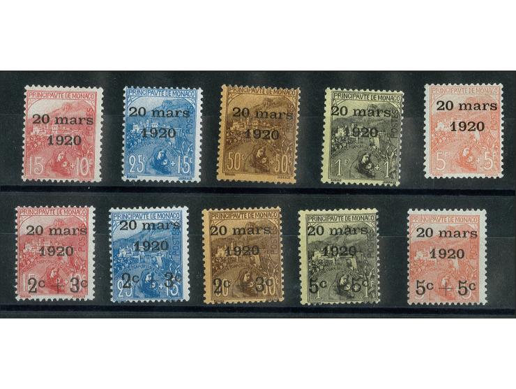 1920, Marriage of Princess Charlotte 2 c.- 5 fr., 10 values complete, unused with fresh o.g., very fine; for the set certific
