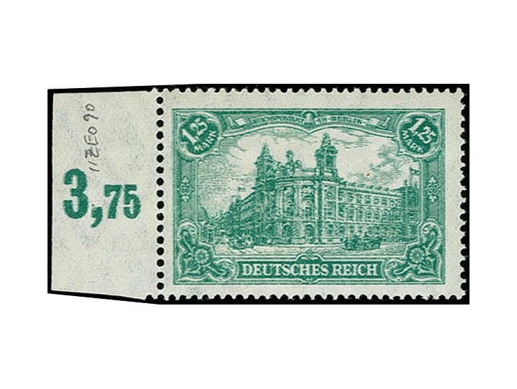 1,25 Mark dunkelgrün mit Doppeldruck, Randstück, ungebraucht, tadellos, selten, Fotoattest Bechtold BPP (1991) (Mi. 1.200,-)