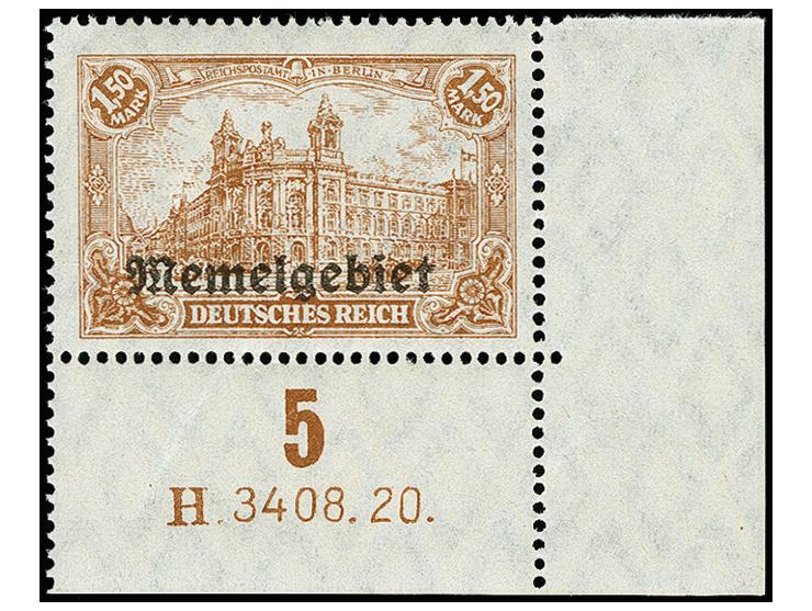 1,50M. gelbbraun aus der rechten unteren Bogenecke mit Ur-HAN "H3408.20.", postfrisch, tadellos