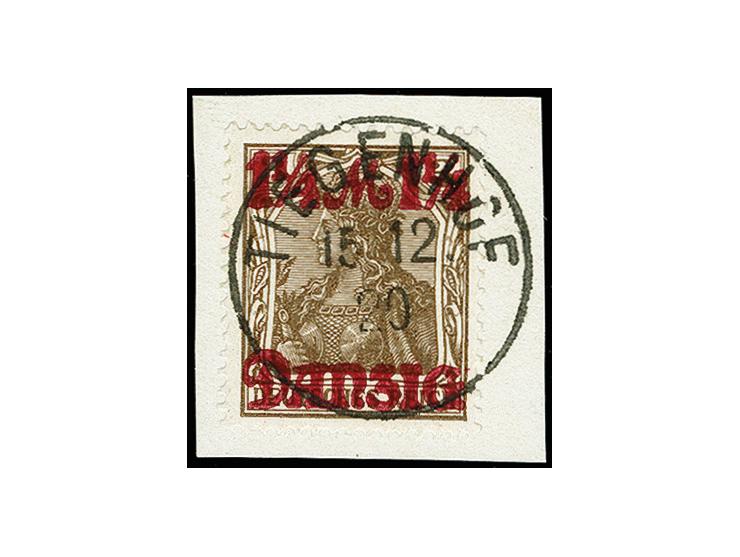 1920, Germania mit Netzunterdruck in lebhaftlilagrau: 1¼ M. ohne Netzunterdruck mit sauberem Stempel "TIEGENHOF 15 12 20" auf