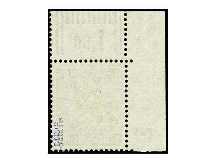 16 Pfg. aus der linken oberen Bogenecke mit Walzendruckoberrand und Druckerzeichen "7" (negativ), postfrisch, tadellos, sign.