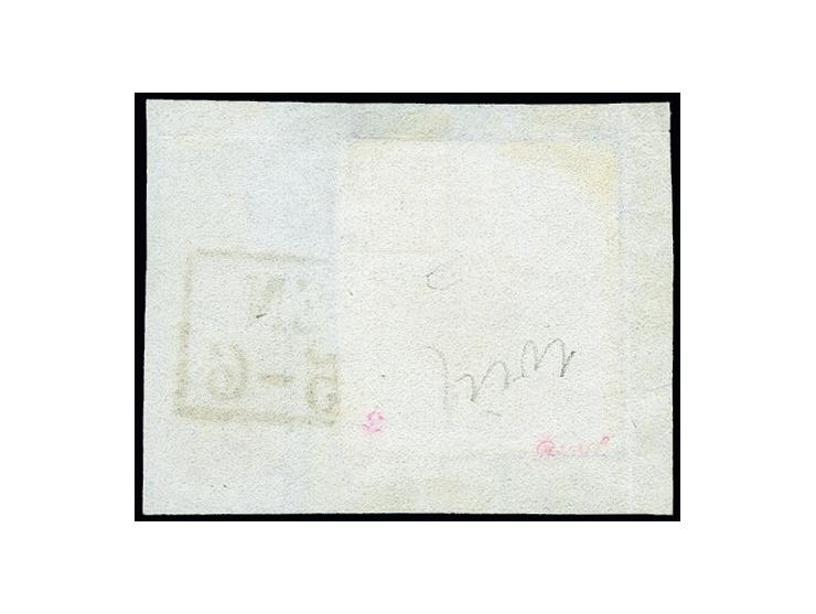 5 Sgr. dunkelgrün auf gestrichenem Papier, farbfrisch und allseots breitandig geschnitten, sauber und gerade mit Stempel "BRE