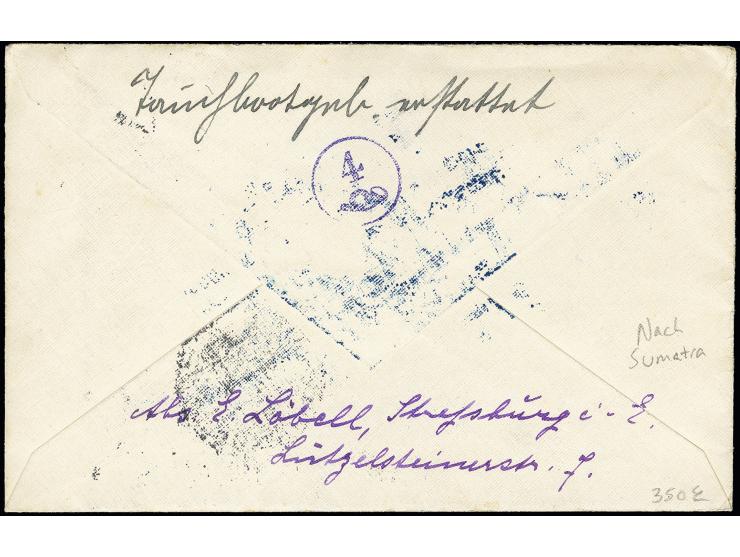 1917, Germania 10 Pfg. im waagerechten Paar mit Stempel "STRASSBURG 16.1.17" auf Brief mit dt. Zensurstempel und Leitstempel 