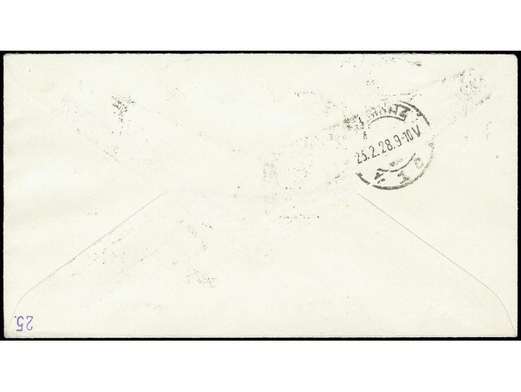 1922, Landschaftsbilder 5 M. rötlichbraun im waagerechten Randpaar mit Stempel "SAARBRÜCKEN P.Sch.A.b 22..2.28" auf überfrank