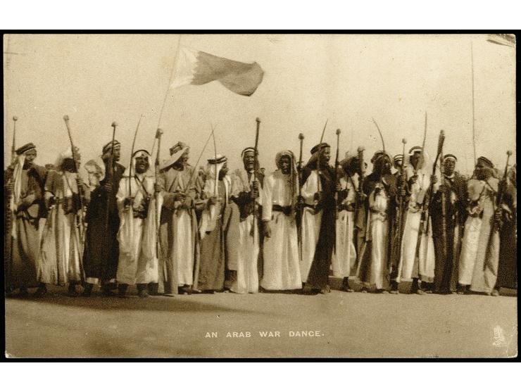 3 a. carmine and 4 a. sage-green, tied to picture postcard 18.10.1934 to Germany with blue straight line "AIR MAIL" deleted b