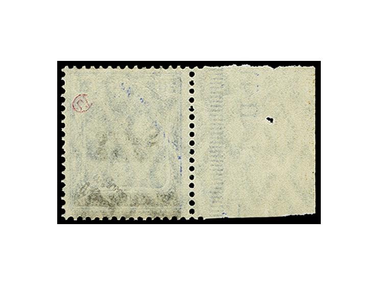 20 Pfg. dunkelkobalt, linkes Seitenrandstück mit Teil-HAN "H41..", postfrisch, geringe Fingerspuren, tadellos, selten, es sin