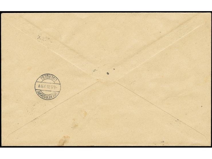 1920, Ludwig "Volksstaat Bayern" 3 Pfg.-20 M. kpl., ungezähnt auf philatelistischen R-Briefen von Würzburg bzw. die Pfennigwe