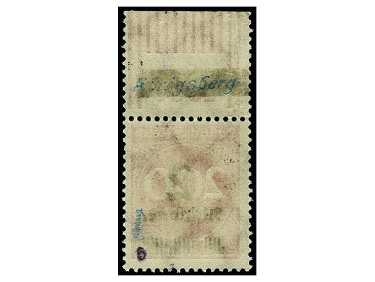 Fehldruck 2 Mio. auf 200 M. lilarot, Walze "2'9'2" mit 4,5 mm dickem Balken, postfrisch mit schwarzen Farbspuren, im Oberrand