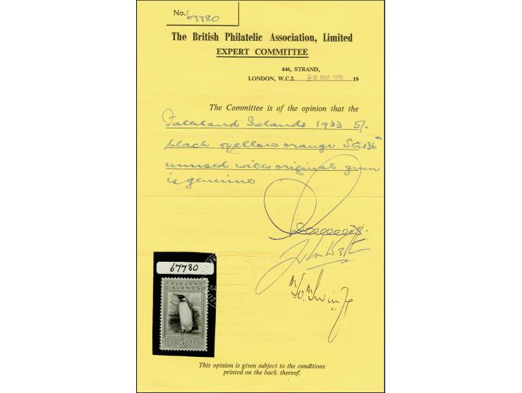 1933, Centenary 5 s. black and yellow-orange, unused o.g. and small hinge remainder, very slightly irregular perforation, oth