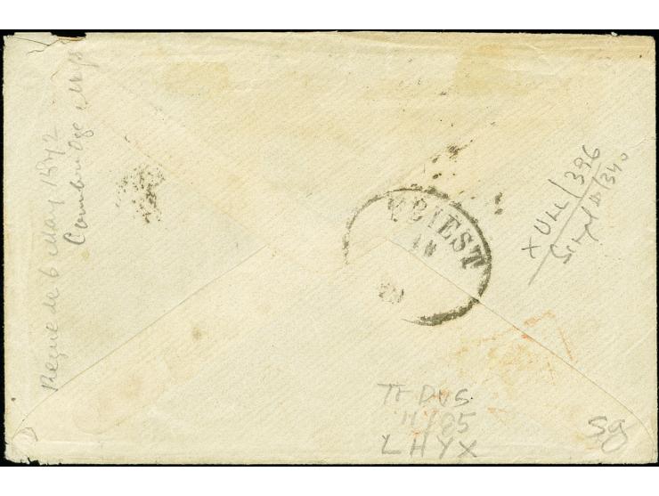 1872, Entire folded letter from Athens 28.3.72 via Triest 18.4.72  to Cambridge, USA, , franked with Athens consecutive print