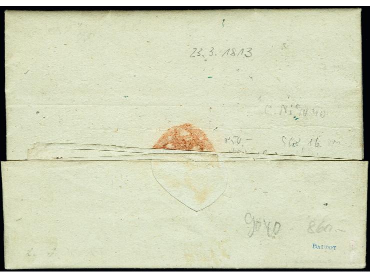 1813, "128 / NEUHAUS", L2 klar auf komplettem Faltbrief nach Stade, signiert Baudot