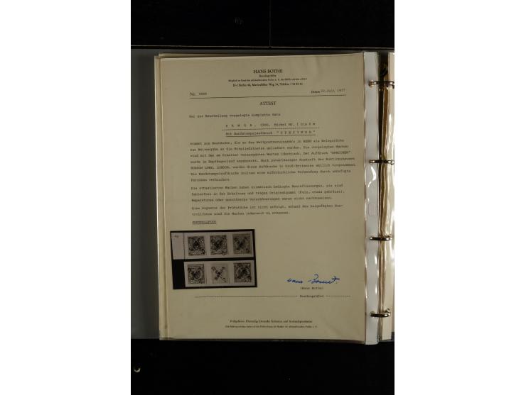 1897, Belegstücke für den Weltpostverein in Bern, dabei alle möglichen fünf Ausgaben Berner Drucke, die übrigen Ausgaben mit 