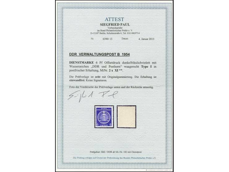 1954, Zirkelbogen 6 Pfg. mit Wasserzeichen 2 XI, postfrisch, tadellos, seltene Variante, unsigniert mit Fotoattest Paul BPP (