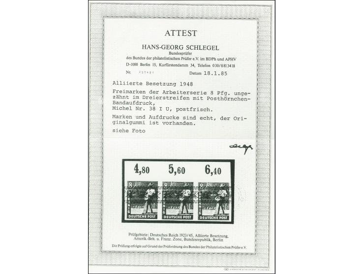 8 Pfg. ungezähnt mit Plattdruckoberrand, postfrisch mit Fingerdruckspur und winzigen, herstellungsbedingten Fremdkörper, sons