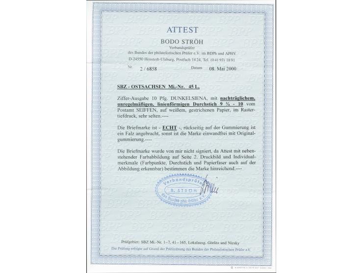 Seiffen mit Handrädchendurchstich 9 3/4-10: 10 Pfg. dunkelsiena mit nachträglichem Durchstich, ungebraucht mit Papierfalz, so