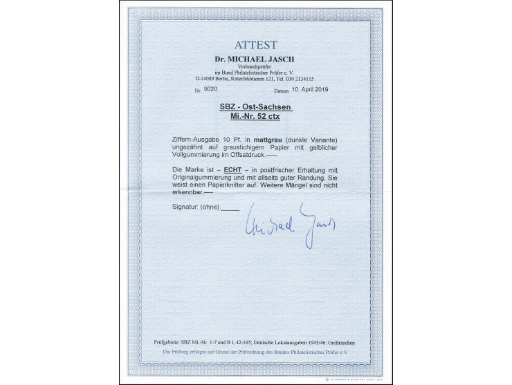 10 Pfg. mattgrau auf graustichigem Papier mit gelblicher Vollgummierung, postfrisch mit kleinem Papierknitter, sonst tadellos