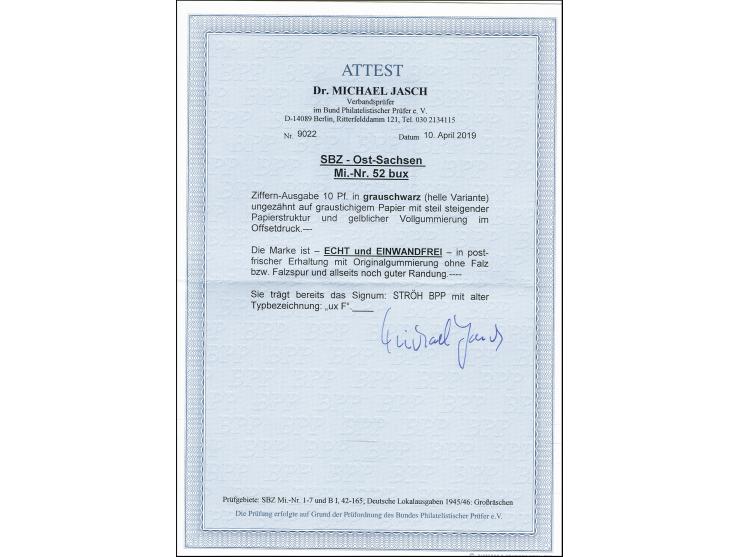 Ziffern 10 Pfg. grauschwarz auf graustichigem Papier mit steil steigender Papierstruktur und gelblicher Vollgummierung, postf