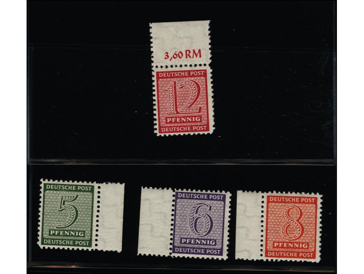 Postmeistertrennung Mügeln gez. L 11 ½: 5-12 Pfg. kpl. mit Wasserzeichen 1Y, alle Werte mit Seitenrand bzw. 12 Pfg. mit vorge