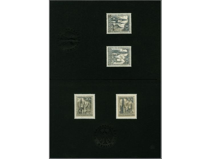 Gedächtniskirche 4-30 Pfg. als Schwarzweiß-Fotos auf zwei Ankündigungskartons mit Prägesiegel der Staatsdruckerei, Pergamin-S