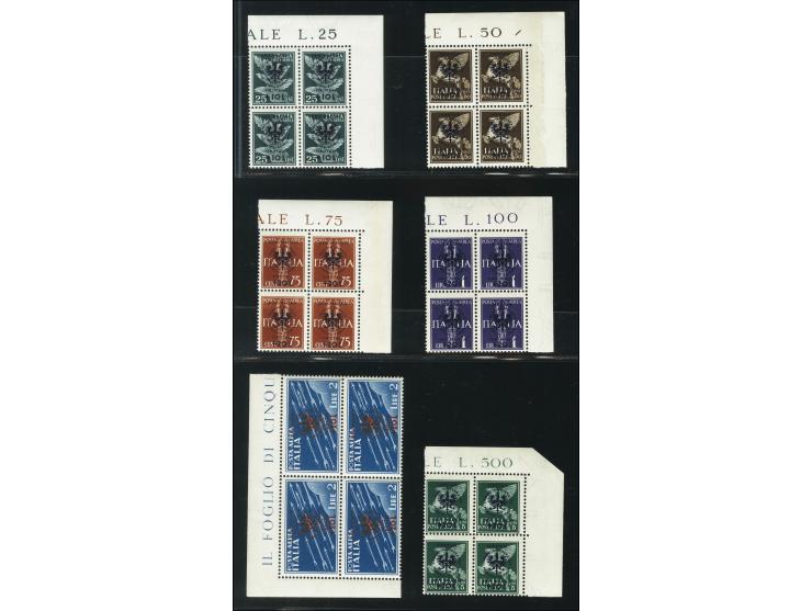 Für die Waisen 25C-5L., Kleinformate in Viererblocks aus der rechten oberen, Großformat im Viererblock aus der linken oberen 