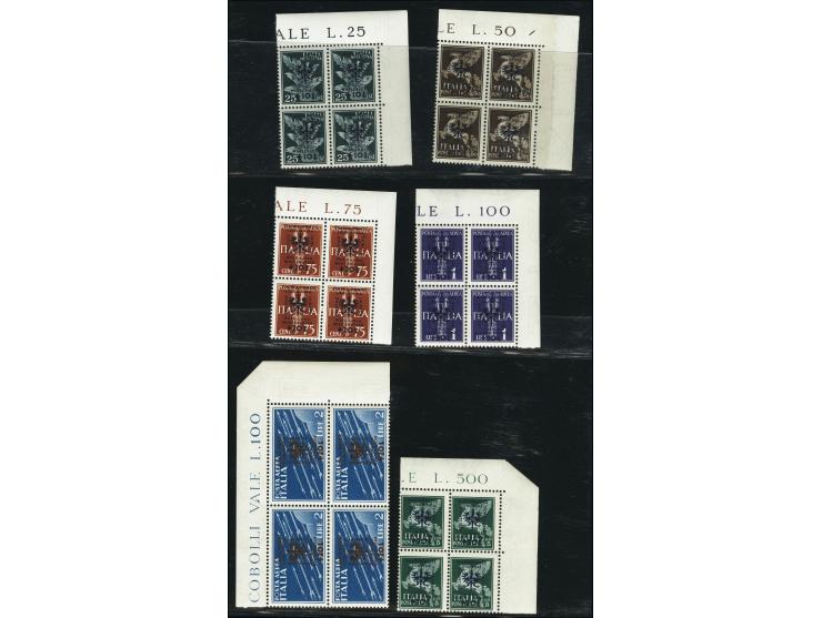 Winterhilfe 25C-5L., einheitlich in Viererblocks aus der rechten oberen Bogenecke, postfrisch, tadellos, Fotoattest Brunel (2