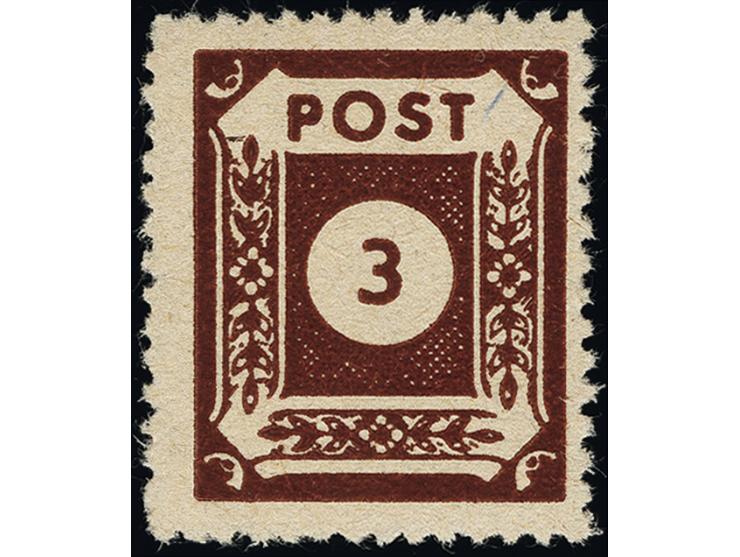 1945, Ziffernserie 3 Pfg. schwärzlichorangebraun, postfrisch mit minimal stumpfem Eckzahn, sonst tadellos, seltene Farbe, uns